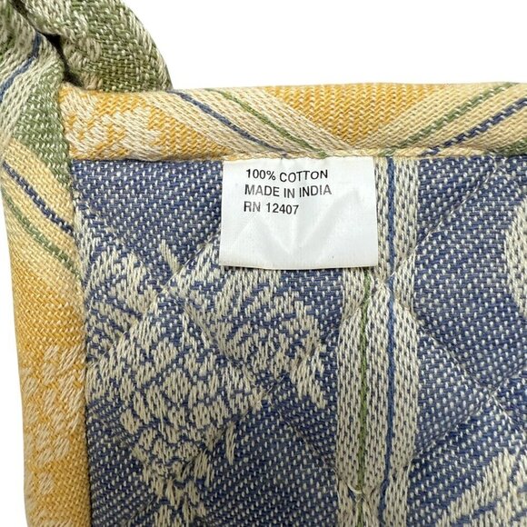French Country Dish Towels and Potholders 4pc Set Yellow Tapestry 100% Cotton Ho - Picture 9 of 11